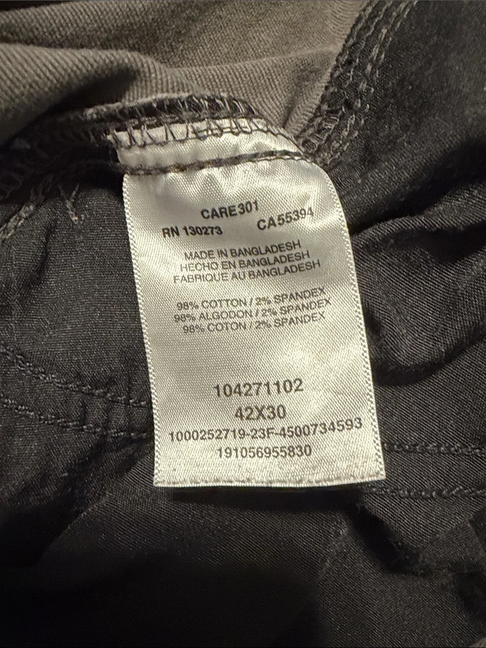 Lee Extreme Comfort Men's Gray Cargo Utility Pants Straight Stretch 42x30